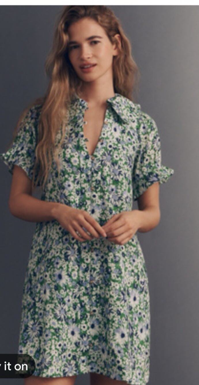 Aureum Anthropologie Cotton Daisy Eyelet Mini Dress Medium Cinched Waist Ric Rac